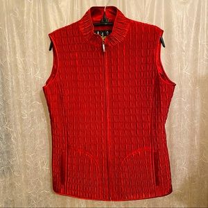 Trapunto-textured Red Satin Vest
